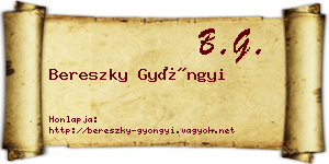 Bereszky Gyöngyi névjegykártya